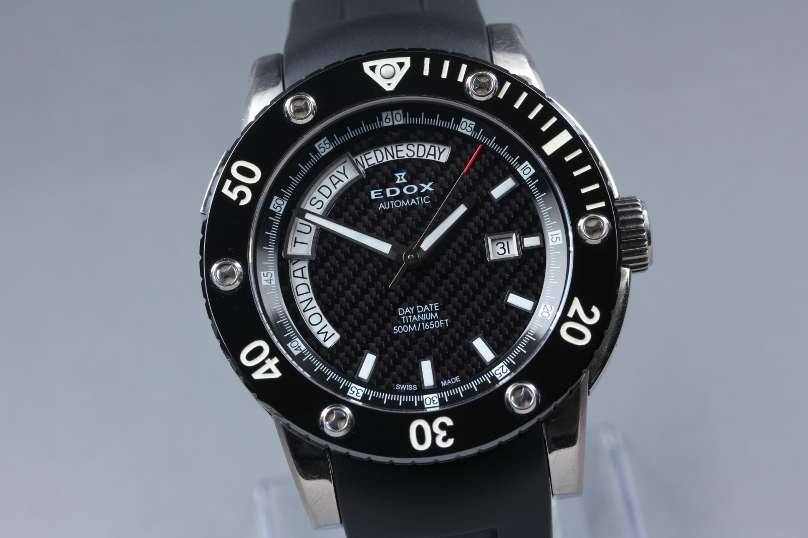 [NEAR MINT w Box] EDOX Class-1 Day Date 83005-TIN-NIN Titanium AT Mens Watch JPN