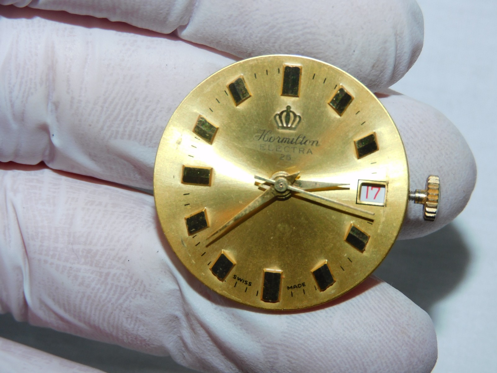 hormilton electra 25 jewels wind up vintage men watch Face Plate Parts Only
