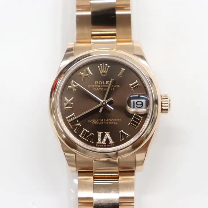 2020s Mint Rolex 278245 Datejust 31mm 18K Rose Gold Chocolate Roman Dial Watch