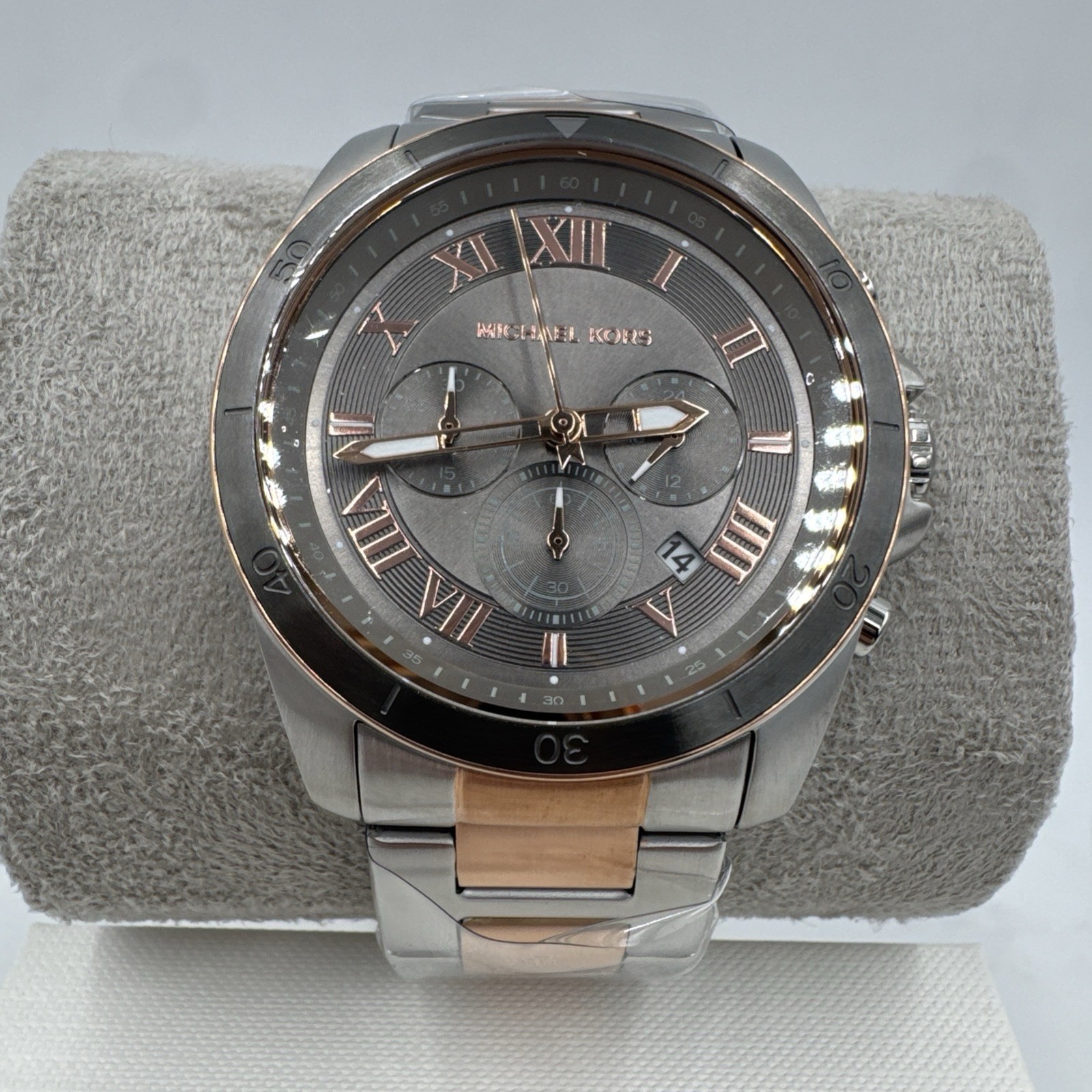 NEW AUTHENTIC MICHAEL KORS OVERSIZED ALEK SILVER ROSE GOLD MK8902 MEN’S WATCH