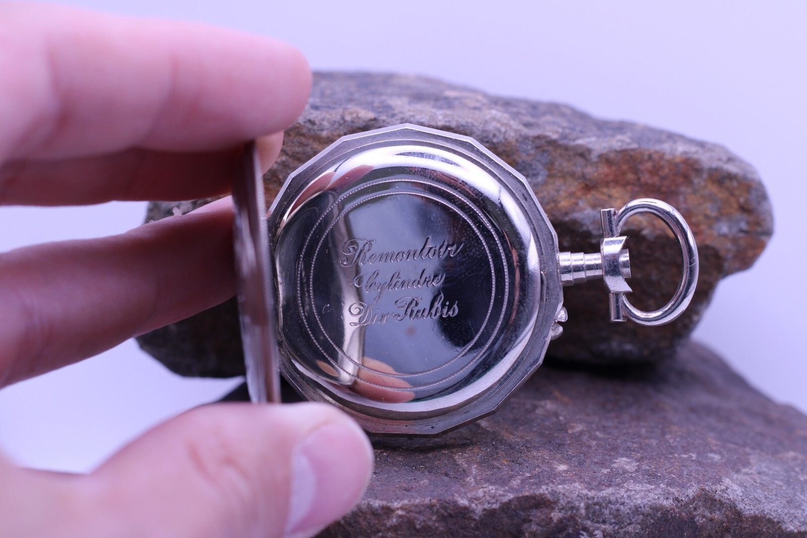 SWISS ARGENTAN WINDING CYLINDER TEN JEWELS POCKET WATCH CASE NOS 47.5mm (DL)