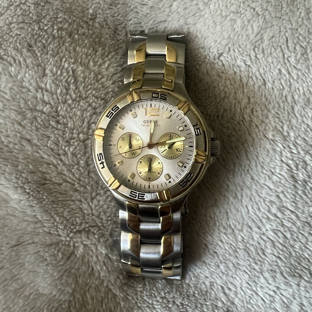 GUESS Two-Tone Stainless Steel Quartz Analog Watch 100m Date