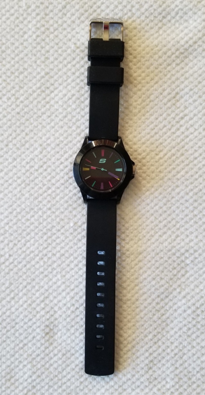 Skechers Black-out Watch SR6079W Black Rubber Band 5.5″-7.5″ New Battery