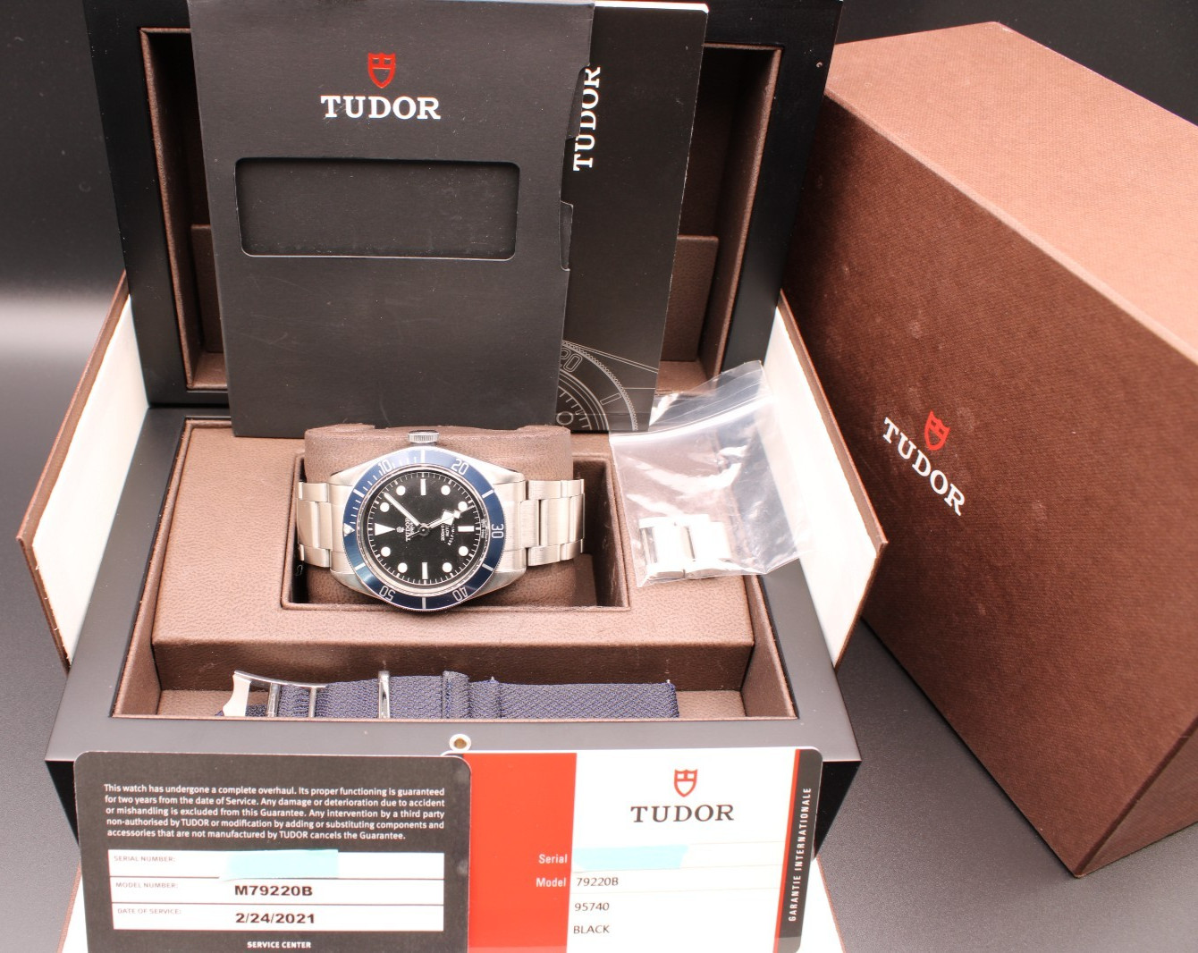 TUDOR Heritage Black Bay 79220B – Complete Set – B&P & Service Card – Full Links