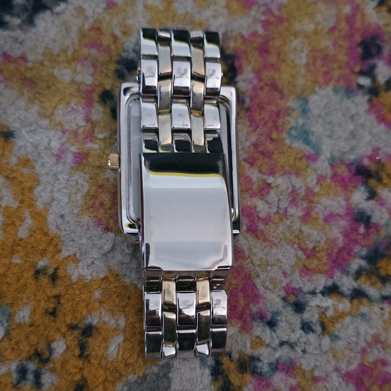 U.S. Polo Assn. Men’s Quartz Rectangular Two-Tone Metal Bracelet Watch Date Box