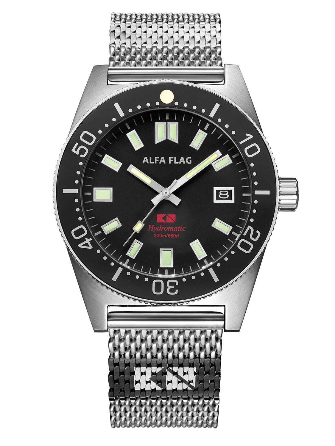 ALFA FLAG Hydromatic 200m/660ft Diver Watch Automatic Men’s Sport Wristwatch
