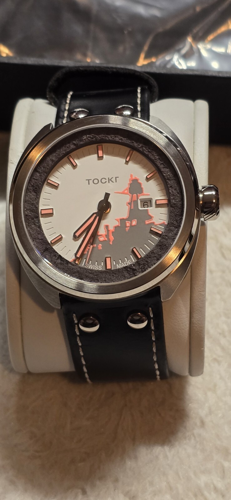 Tockr USS Texas White & Grey 42mm Quartz BB-35 New Battery