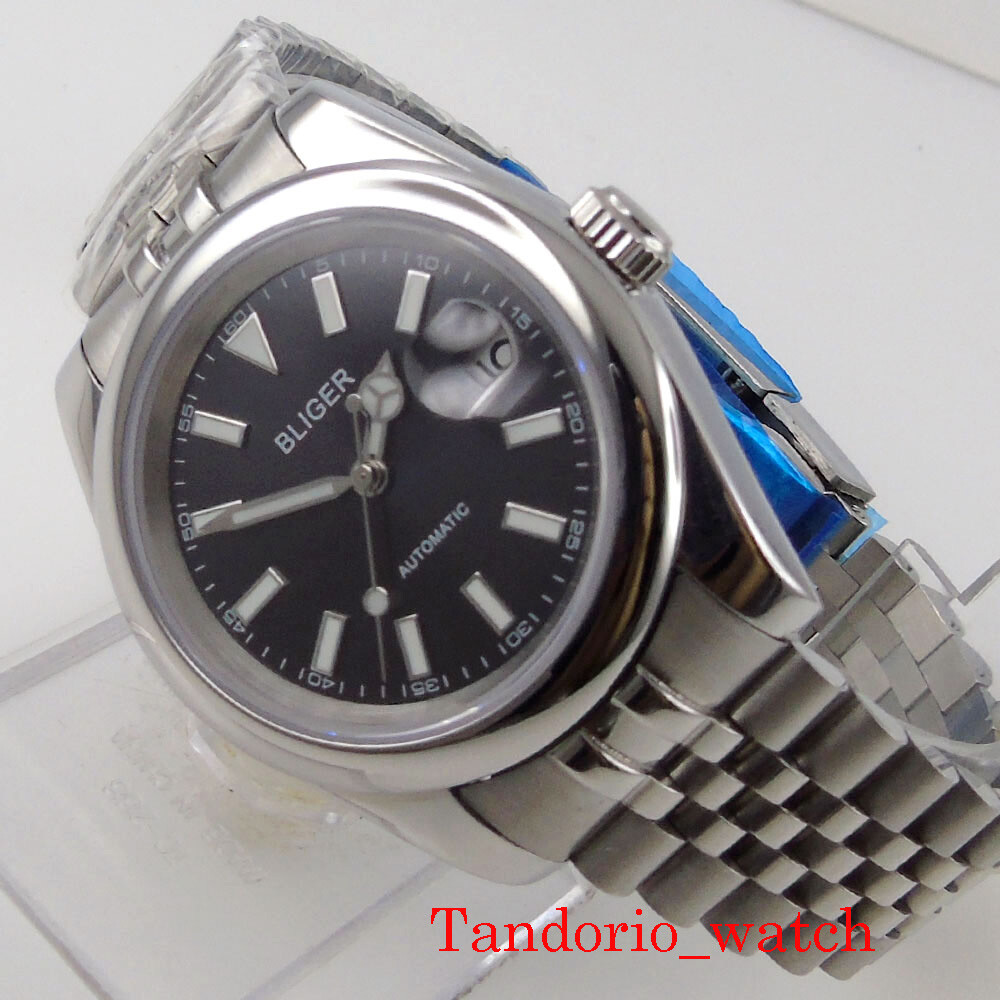 36mm/39mm Bliger NH35A PT5000 Automatic Men Watch Sapphire Glass Black Dial Date