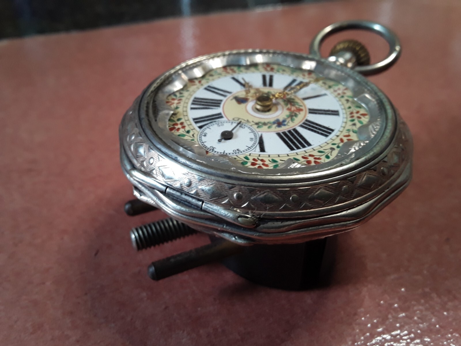 Antique Swiss Cylinder Pocket Watch-Fancy Dial 49.5MM-Working