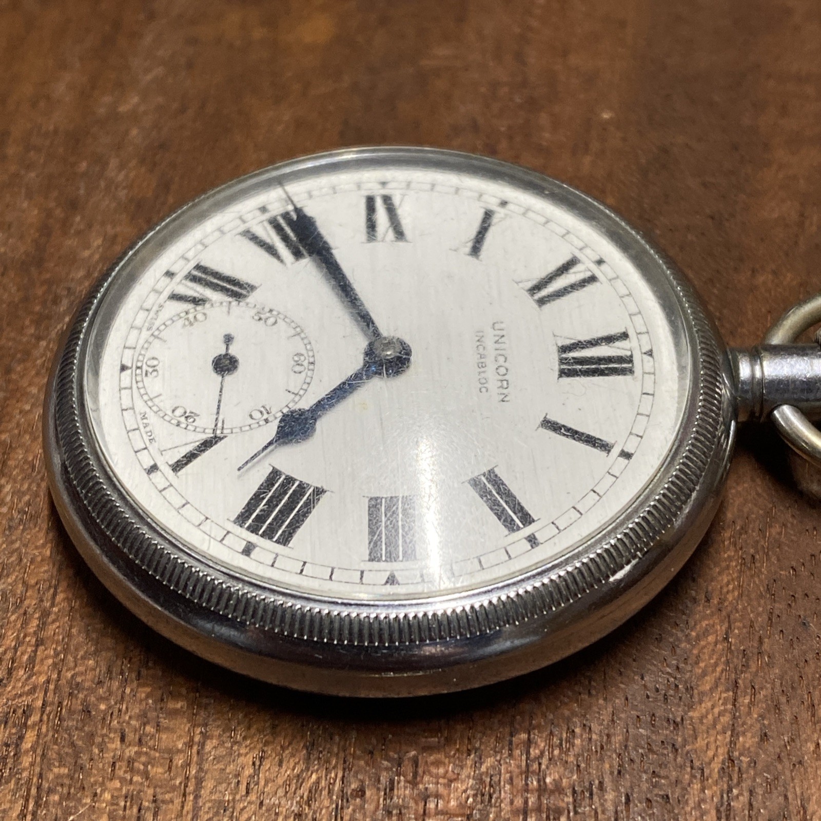Unicorn Screw Case Front & Back 15 Jewels Pocket Watch Geneva Stripes