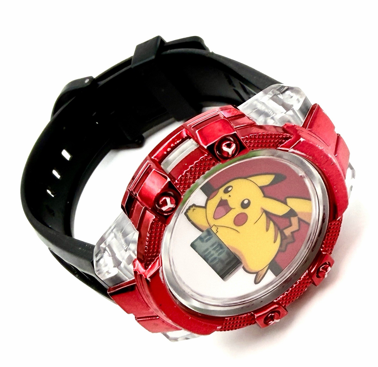 Pokemon Pikachu LED Digital Watch Accutime POK4406TG Tested Works Lights Up 2024