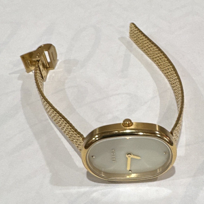 Breda Women’s Quartz Dress Watch White Dial Gold Tone Cushion Bracelet 25mm