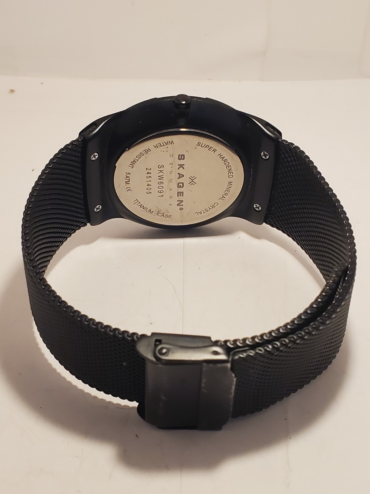 Skagen Denmark SKW6091 Men’s Titanium Day Date Black Blue Mesh Quartz Watch