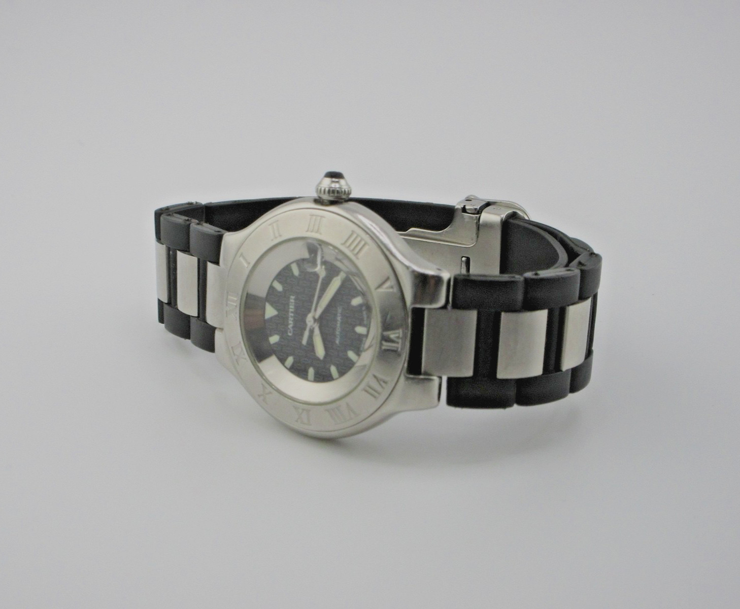 CARTIER Must 21 Self-Winding Automatic Black & Silver Watch