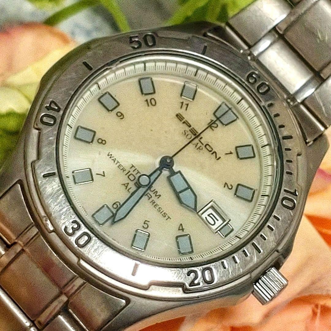 Seiko Alba Epsilon Solar Watch 2.8cm 17cm 6.69in Waterproof Mens Working Japan