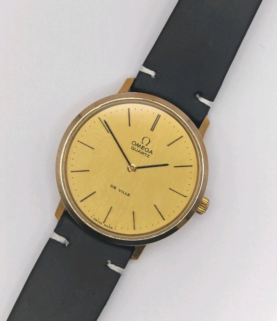 Vintage Omega De Ville Quartz Ref.191.0044 Cal.1330 Gold Dial 35.5mm Watch
