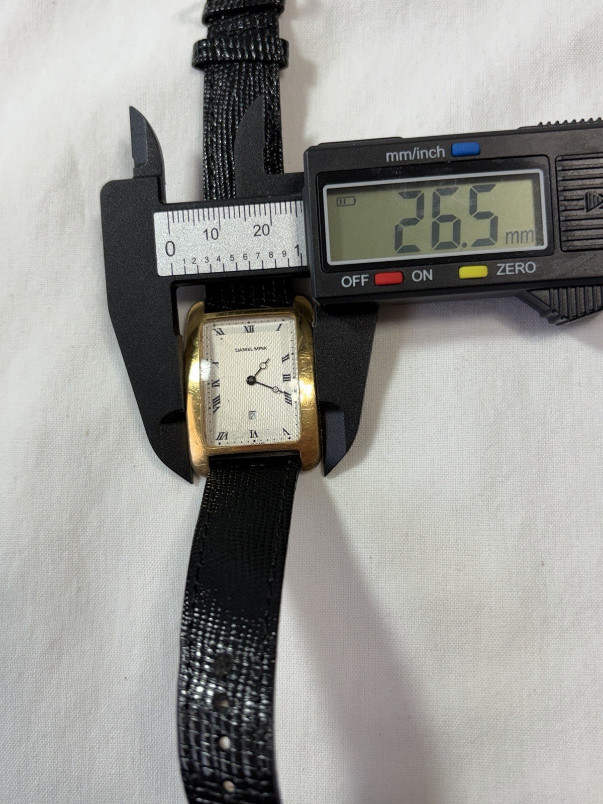 Vintage Daniel Mink Boutique 2310 Tank Watch Date Gold Plated Textured Dial