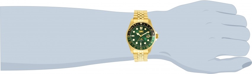 Invicta Men’s 30623 Pro Diver Quartz 3 Hand 43MM Green Dial Gold Steel Watch