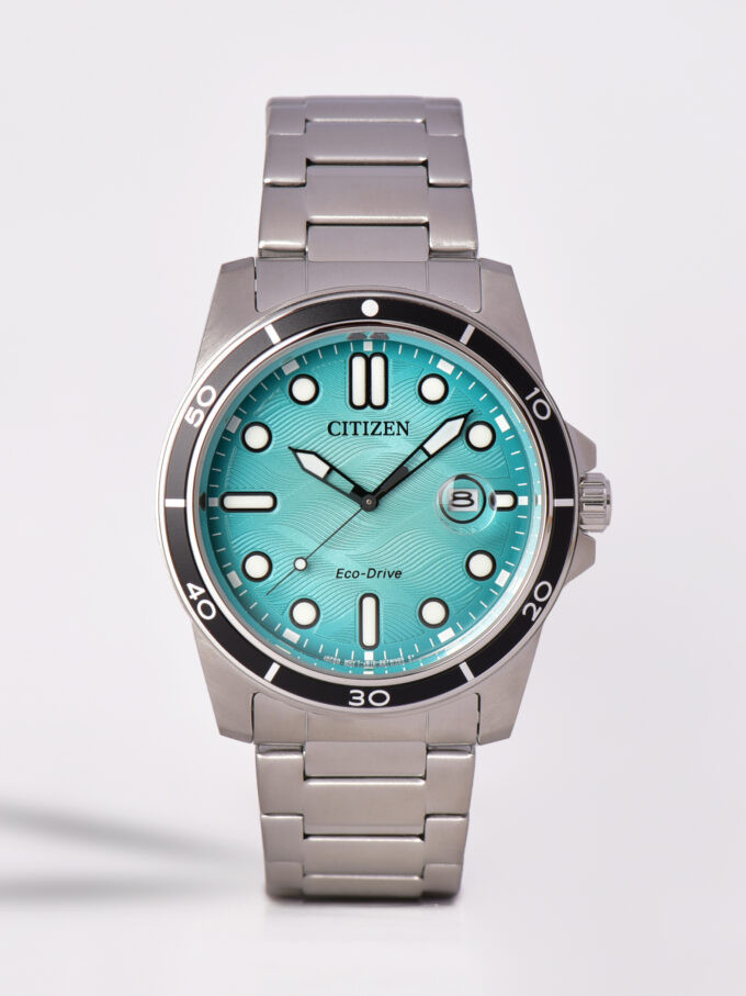 Citizen Turquoise Dial Date Indicator AW1816-89L Silver Tone Men’s Watch