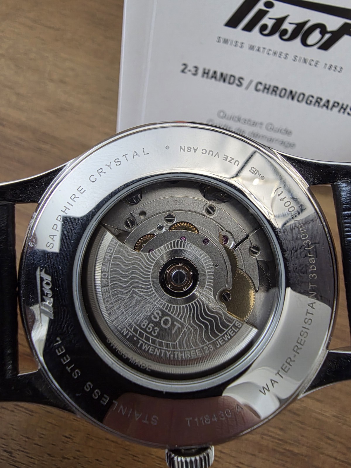 Tissot Visodate Powermatic 80 Men Automatic Black Dial Day-Date Leather Watch
