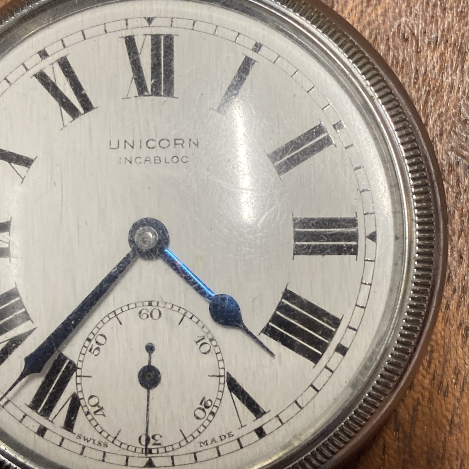 Unicorn Screw Case Front & Back 15 Jewels Pocket Watch Geneva Stripes