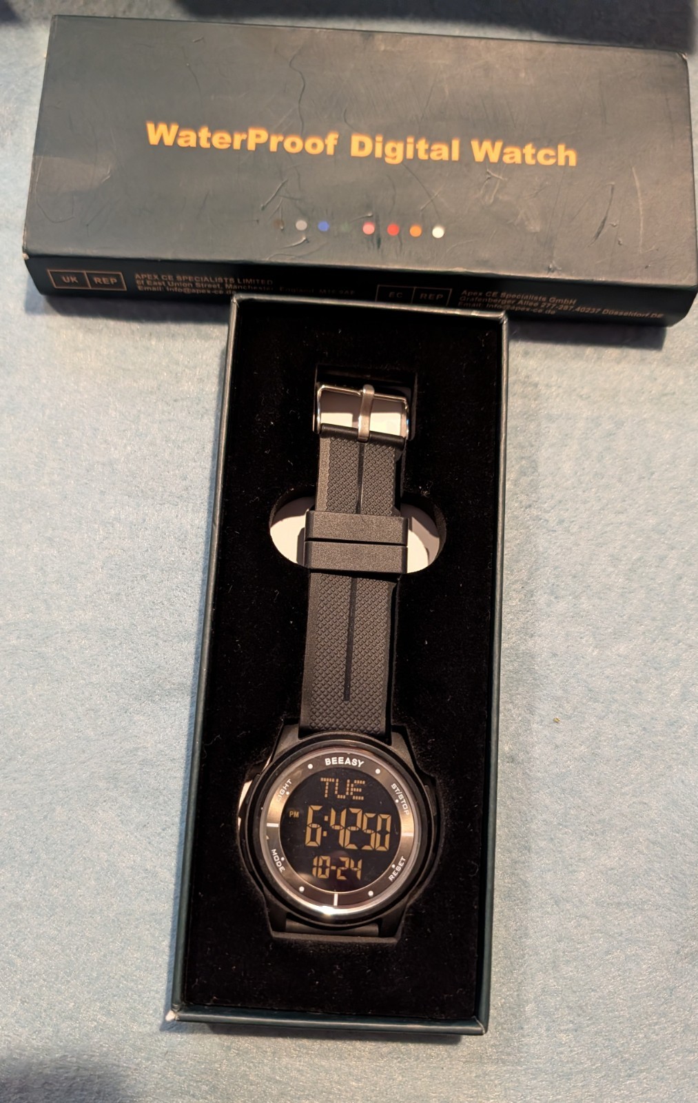 Beeasy Sports Watch Black Silicone Strap