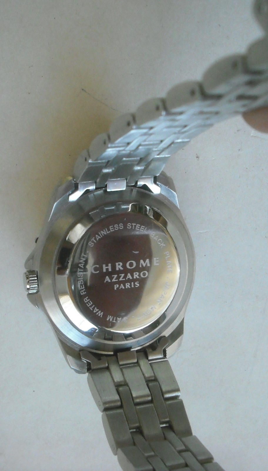 Azzaro Chrome Mens Watch 3 ATM Water Resistant Paris Metal Link New Battery NICE