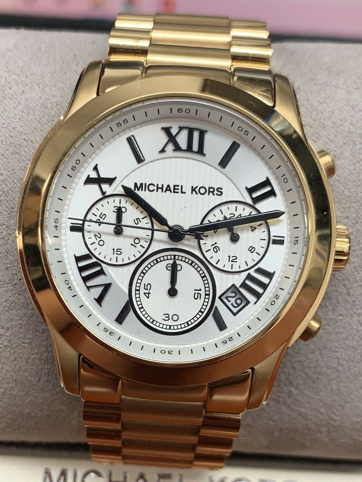 Michael Kors Chronograph Gold-tone White Dial Cooper Women’s Watch MK5916