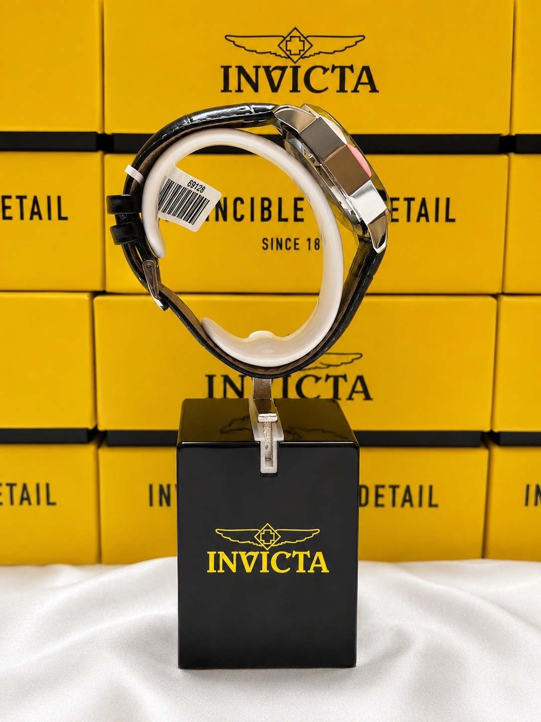 Invicta Object D’Art 69128 Automatic Skeleton Men’s Black Leather Watch NWT