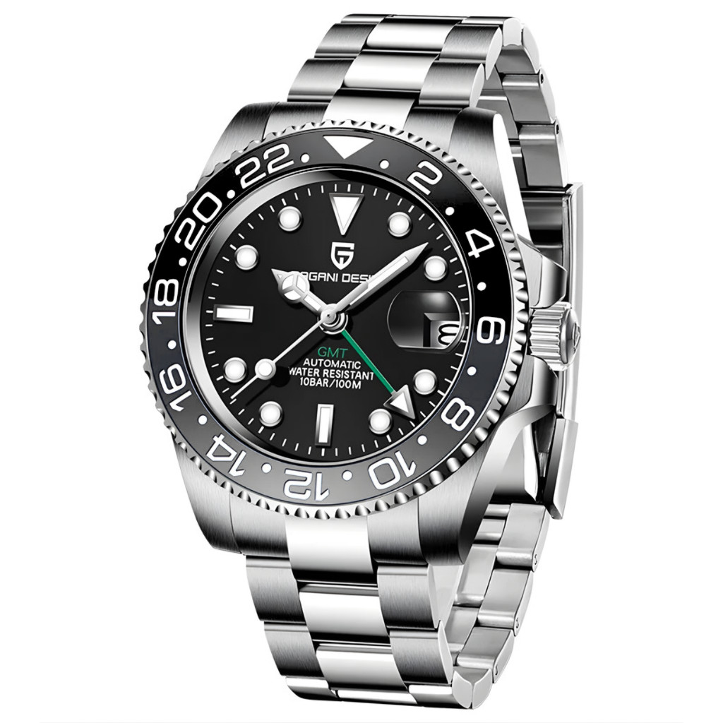 Pagani Design PD-1662 Master GMT Steel Black Grey Bezel Automatic Watch – UK