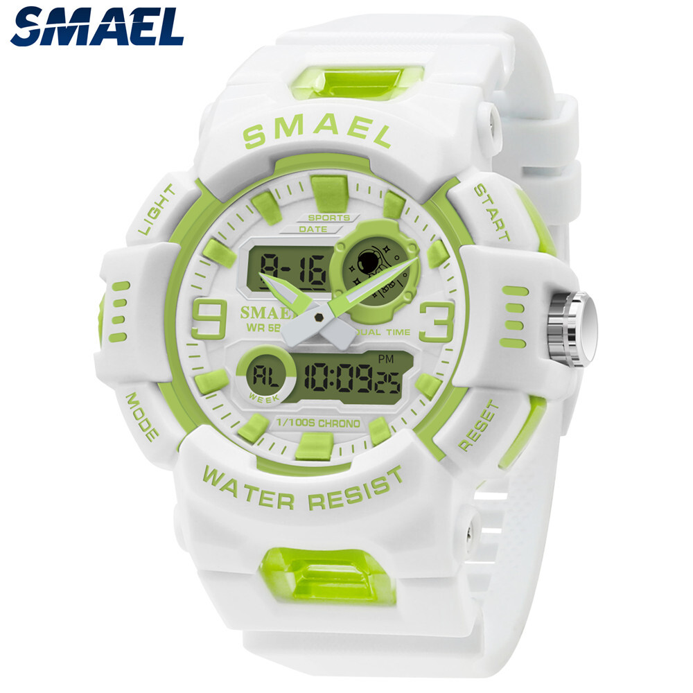 SMAEL Sport Watches Men Fashion White LED Wristwatch Boys Girls Digital Watch