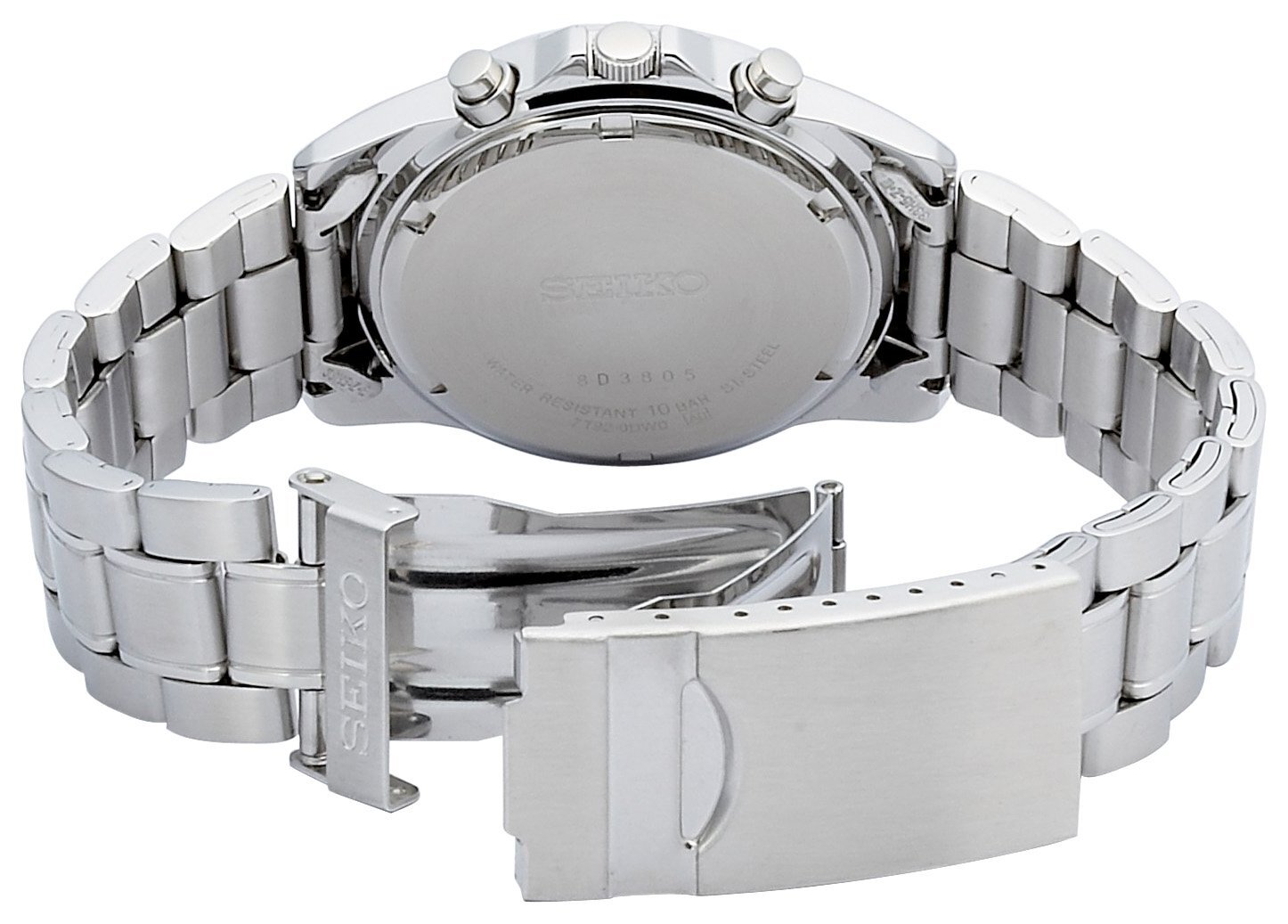 SEIKO Chronograph SND367PC Black Silver Men’s Watch Quartz 100 mm