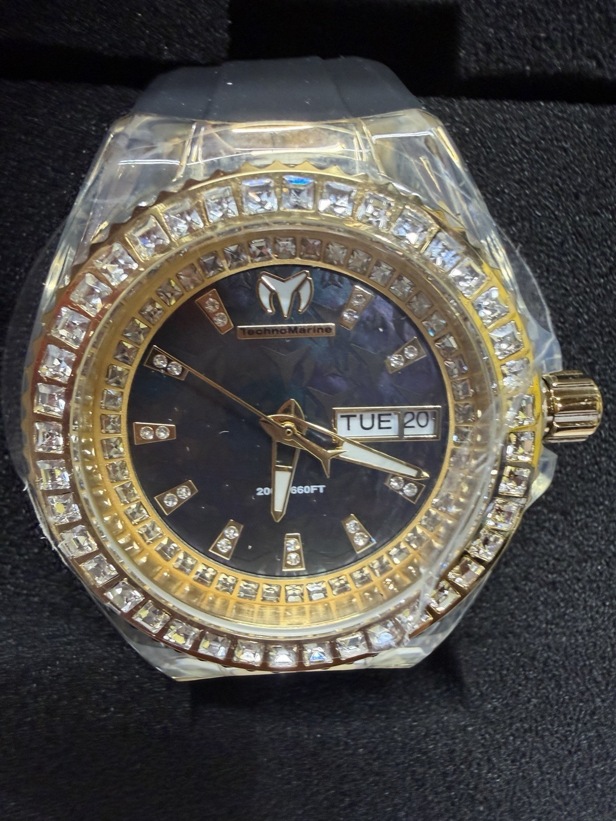 TechnoMarine Cruise 45mm Blue Dial Gold Tone Crystal Bezel Day/Date Quartz