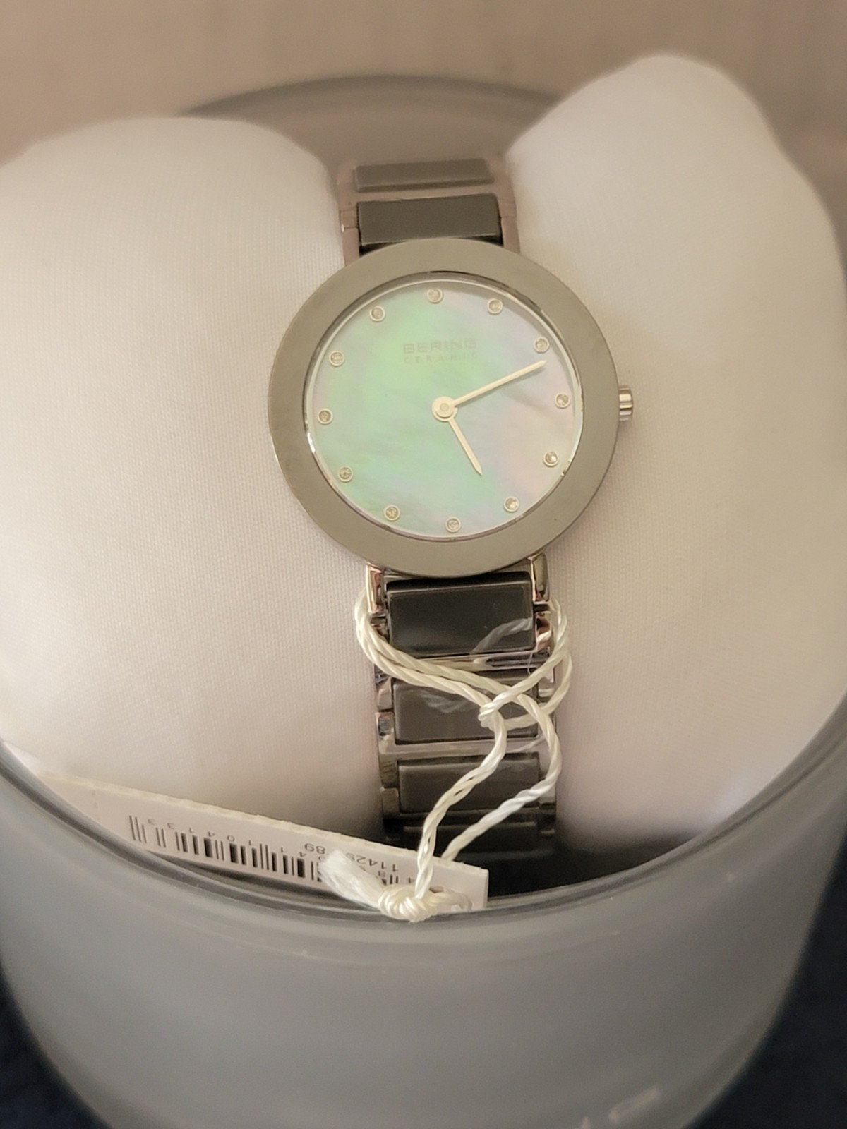 Bering Time Ceramic Silver Steel and Grey Ceramic Links Women’s Watch 11429-789