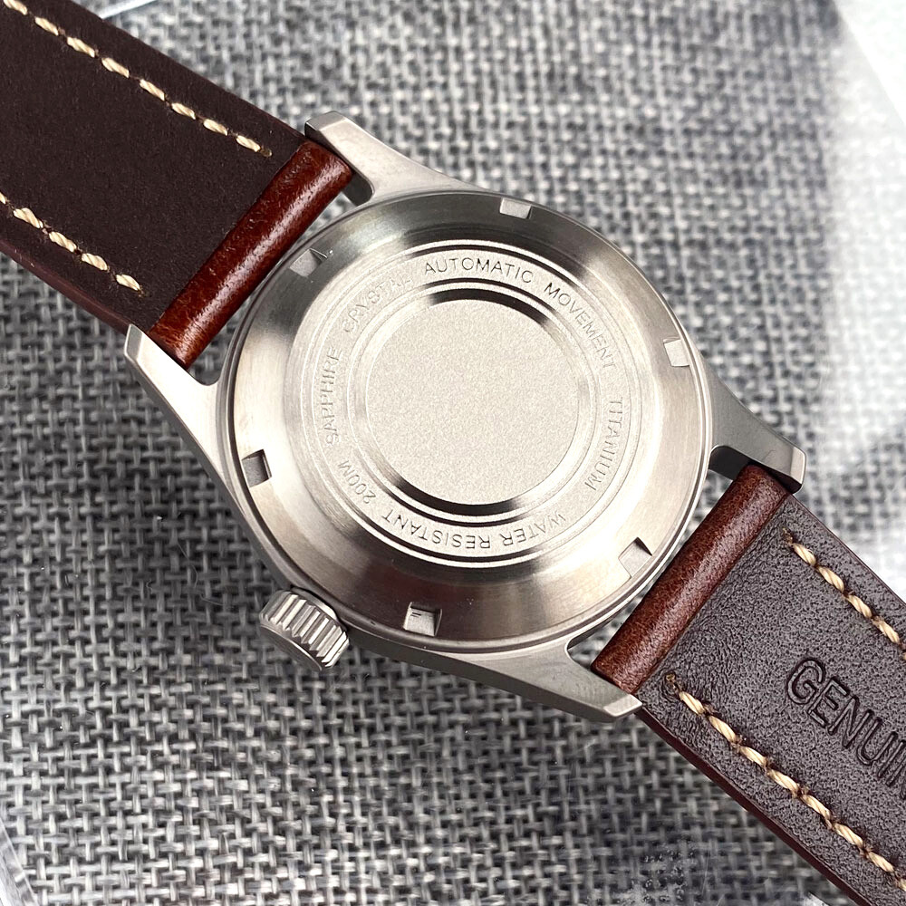 Tandorio 36mm Titanium Pilot Sapphire 200M Diver NH35 PT5000 Auto Men Watch Lume