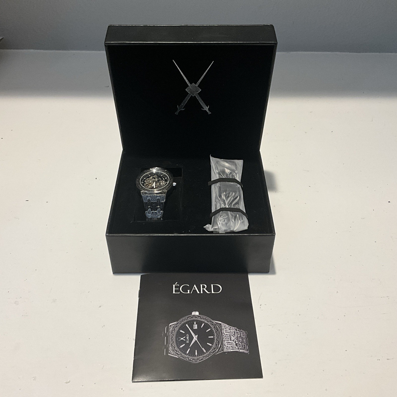 Egard Bermuda Skeleton Automatic Watch 42mm Engraved Braclet