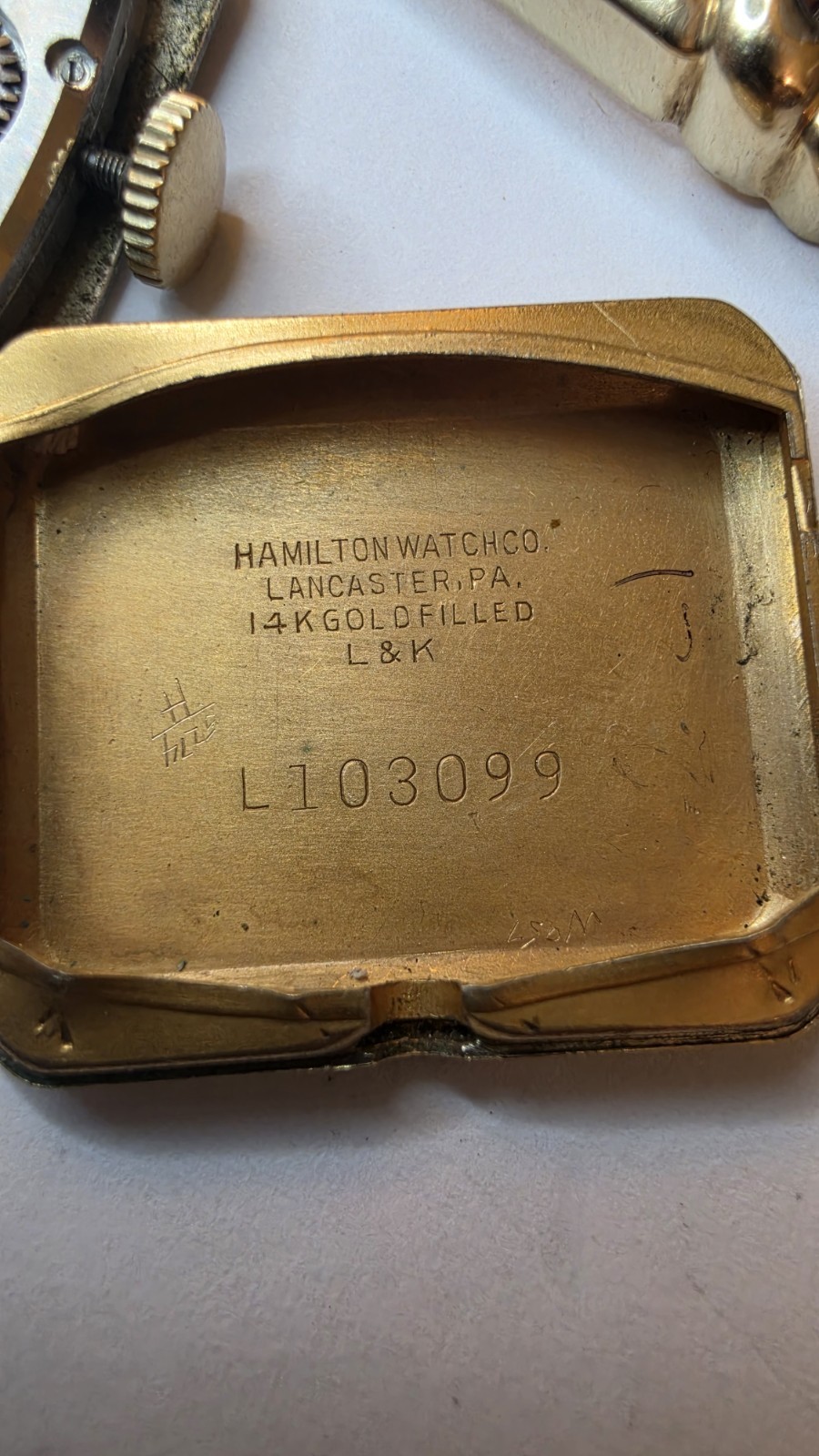 Vintage 1940s Hamilton Milton Art Deco Tank Watch – 14K Gold Filled – Caliber 98