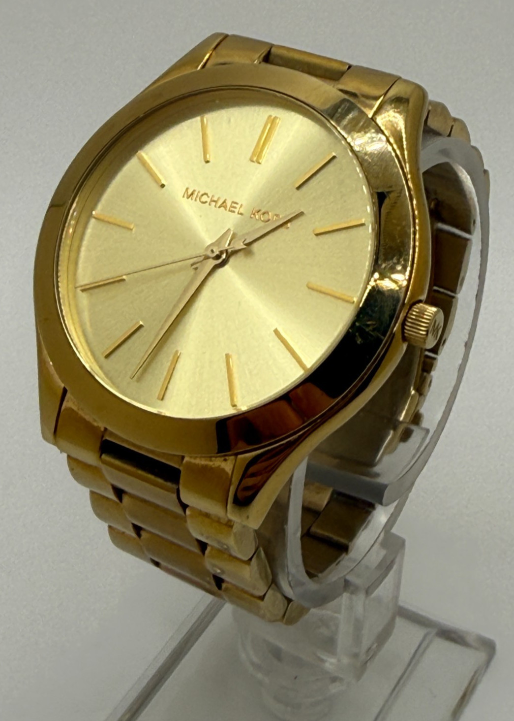 Michael Kors MK3179 Runway Watch Women’s Gold-Tone Classic Size 6 New Battery