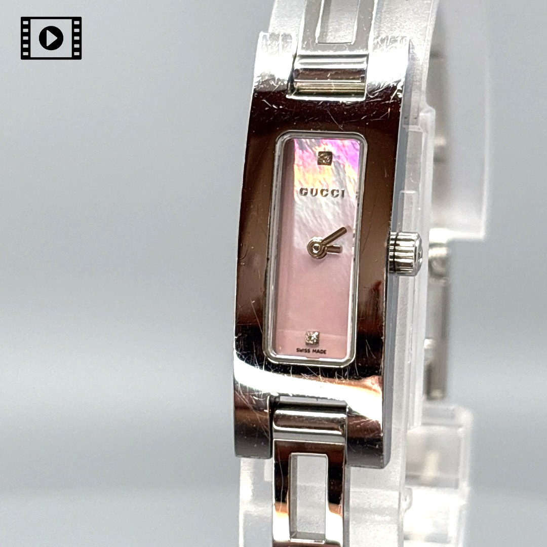 GUCCI 3900L 2P Diamond Pink Shell Dial Quartz Ladies Watch 【Near Mint】 US Stock