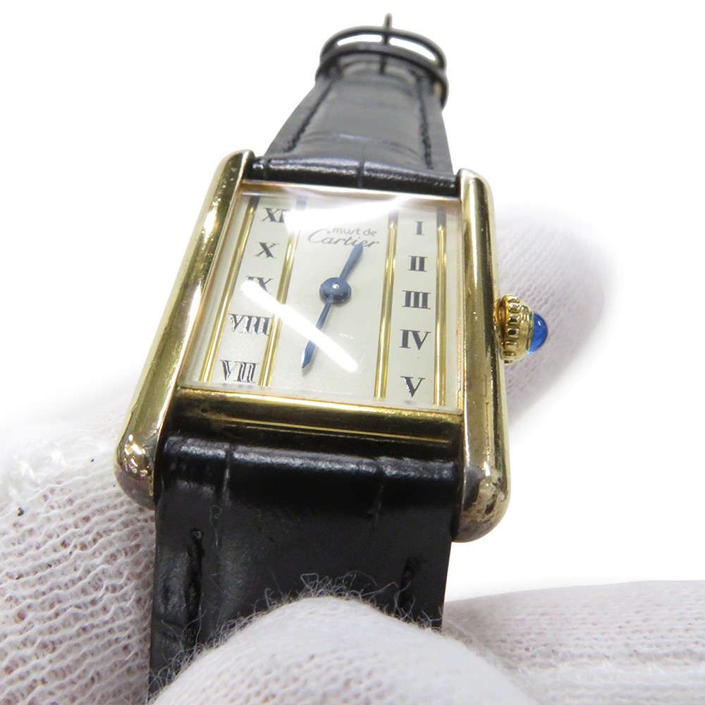 CARTIER Mast Tank SM 28mm 20.5mm SV925/Leather Ivory Dial W1003053