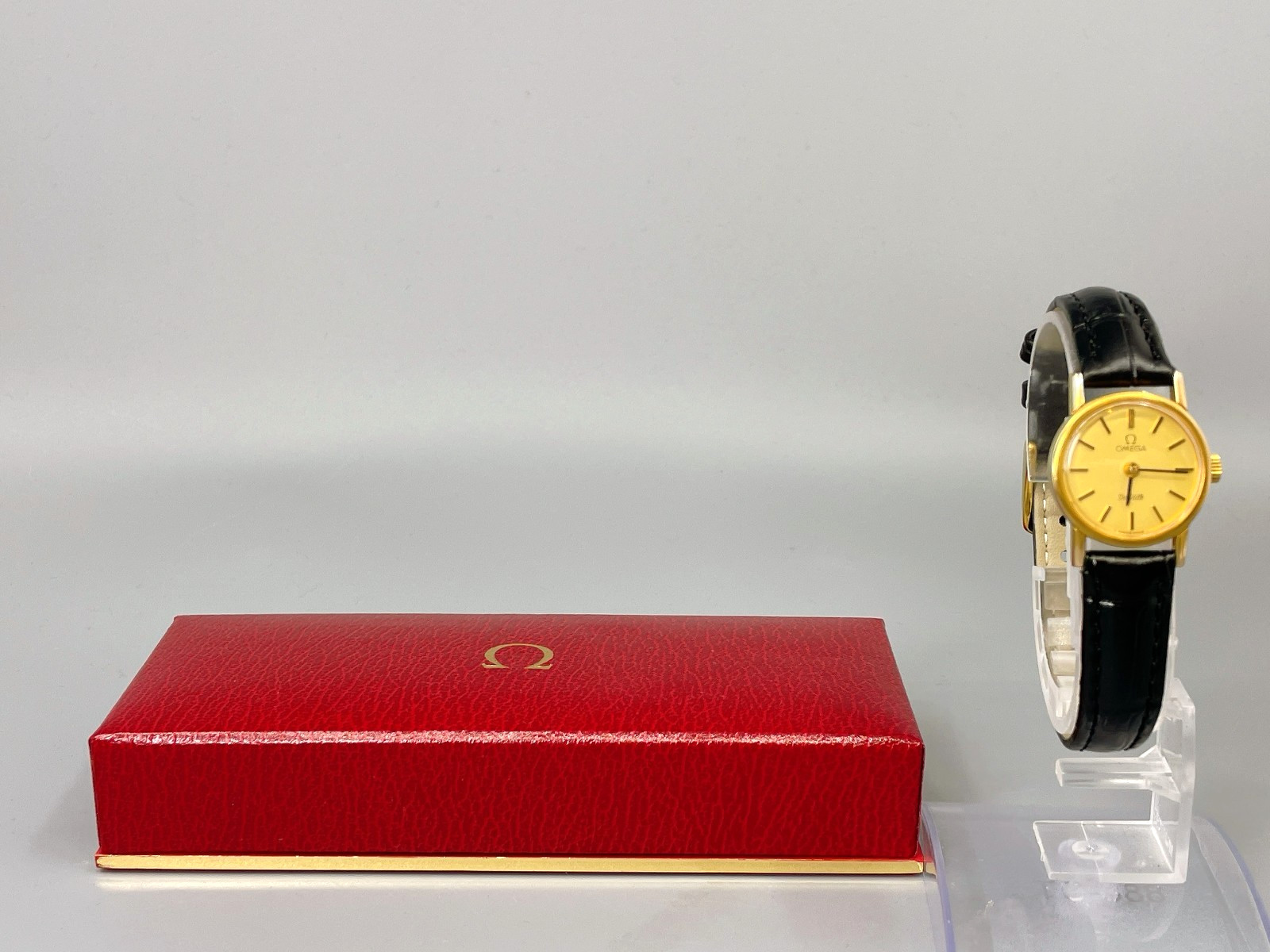 OMEGA De Ville Gold Dial Womens 22mm Watch Hand Winding Manual w/Box -US Stock