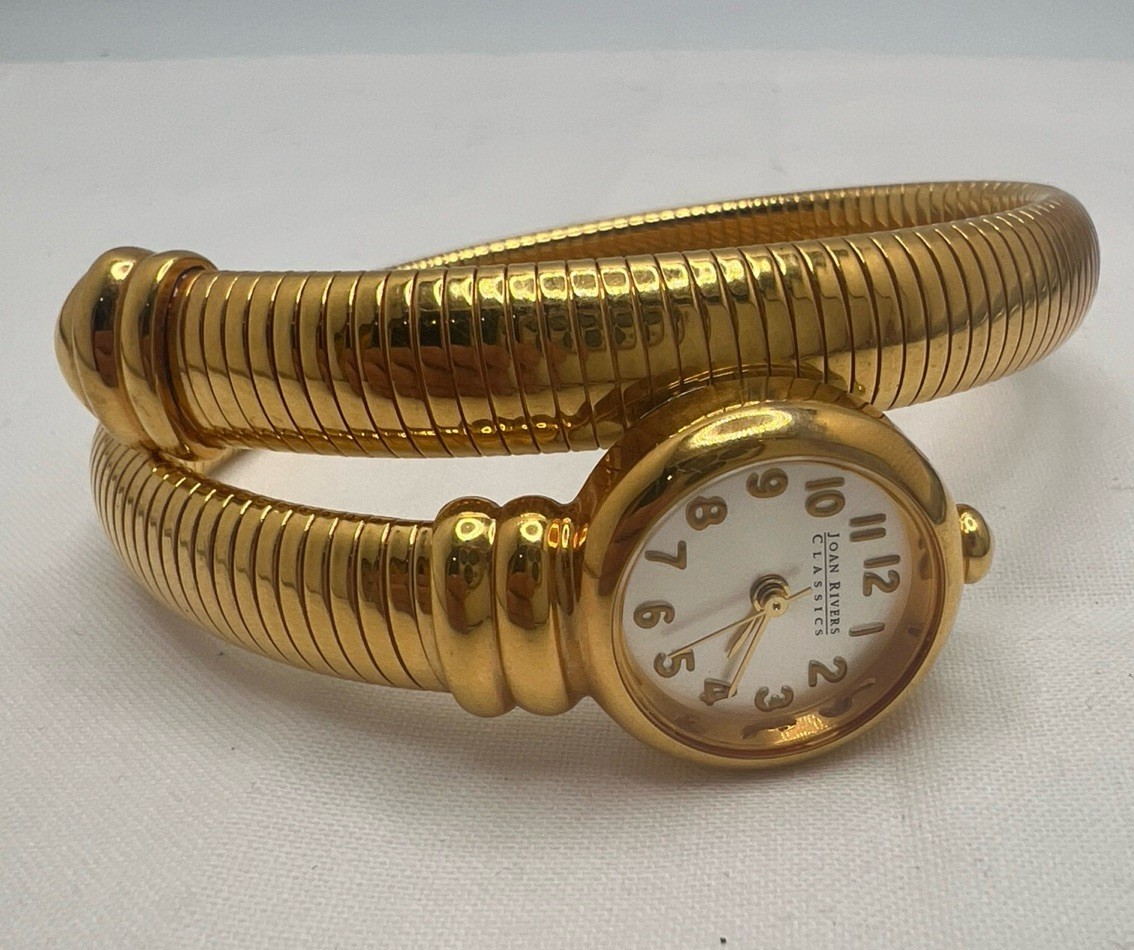 Joan Rivers Classics Watch Womens Gold Tone Snake Wrap Bangle New Battery