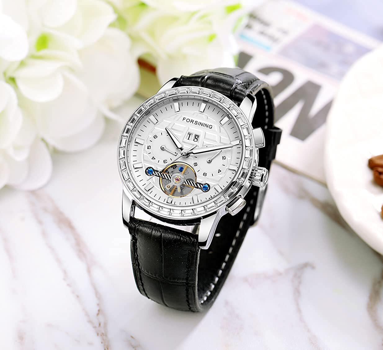 Men’s Watches Diamond Crystal Date Month Week Luminous Mechanical Wristwatch New