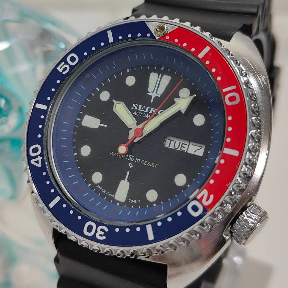 SEIKO Automatic Wristwatch Pepsi Bezel 150m 6309A