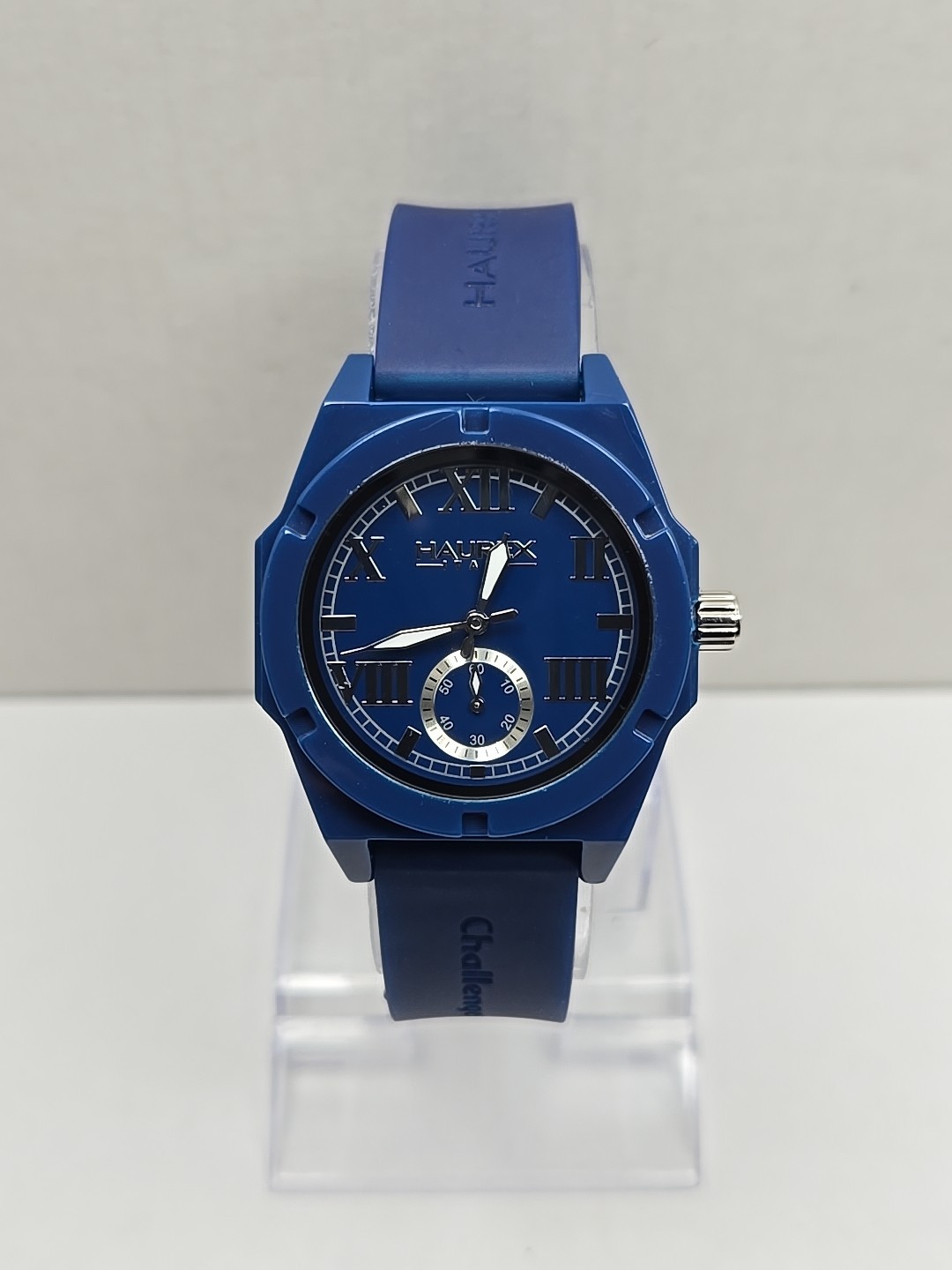 Haurex Italy Challenger Blue Plastceramic Watch Small Seconds Quartz New Battery