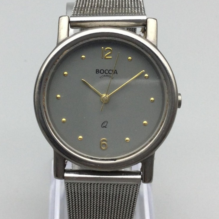 Boccia Titanium Watch Mens 33mm Silver Mesh Swiss 3 BAR Adj Band New Battery