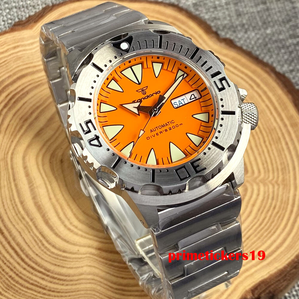 Tandorio Monster NH36 42mm Steel Automatic Men Watch Sapphire Week Date Luminous