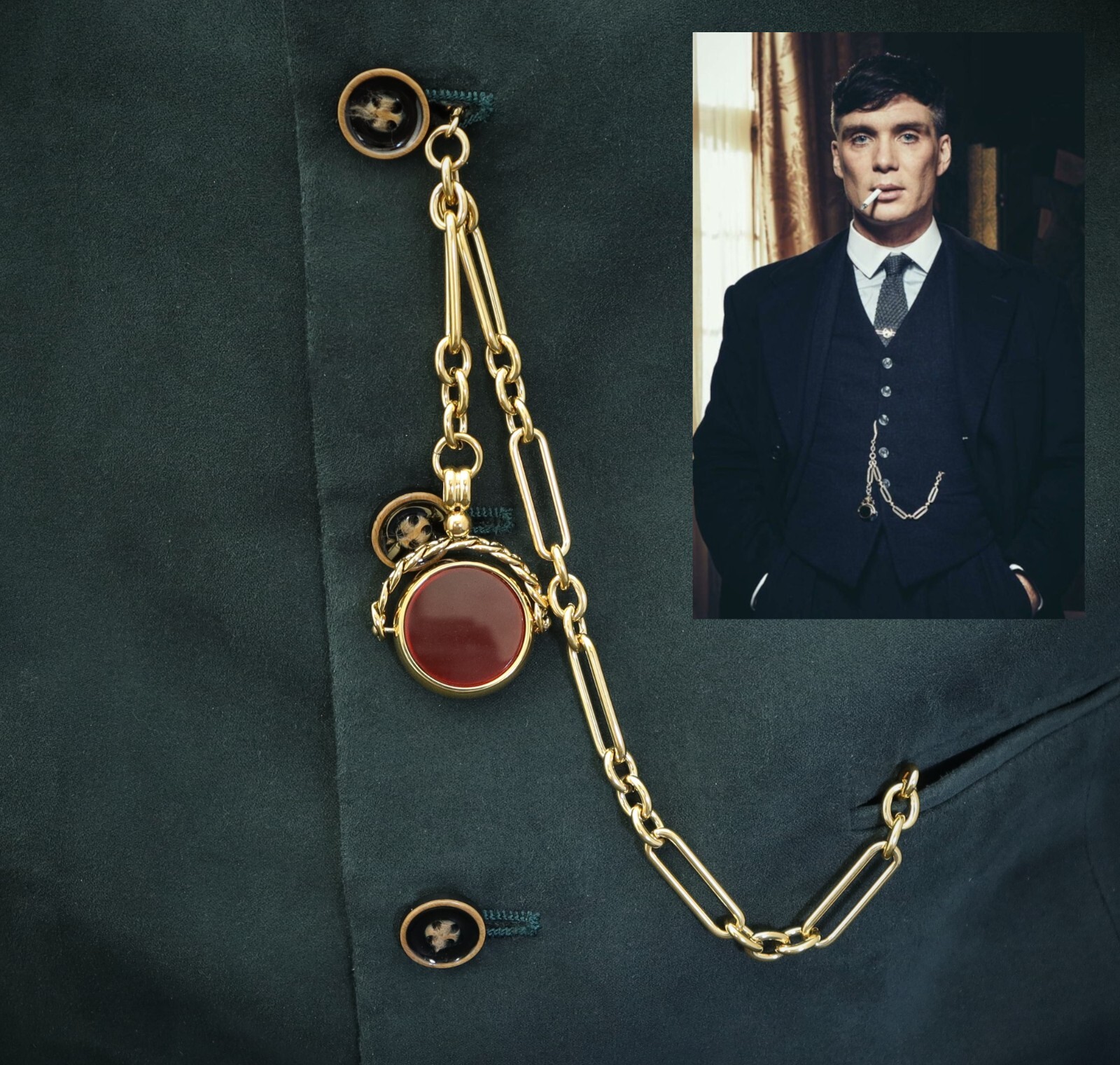 18k Gold Plated Trombone Pocket Watch Albert Chain – Peaky Blinders