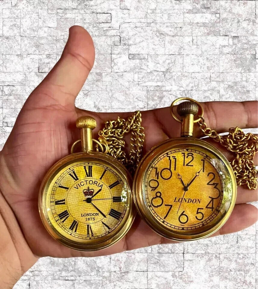 Lot of 2 vintage Elgin pocket Watch Collectible Antique Brass Pocket Watch GIFT