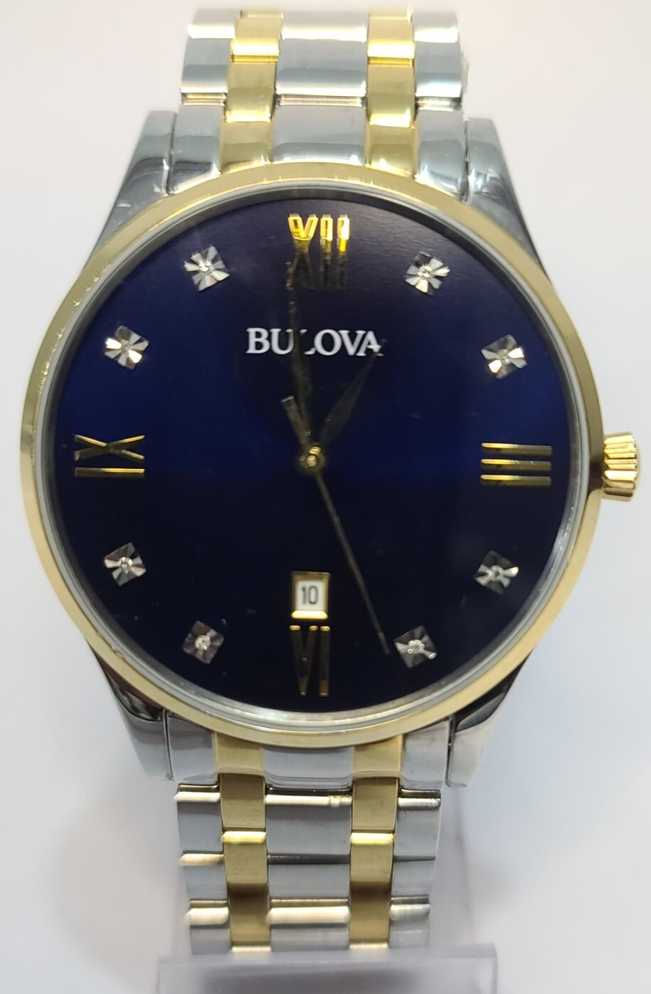 98D130 BULOVA MEN’S BLUE DIAL DUAL TONE TONE BRACELET WATCH MB5-158